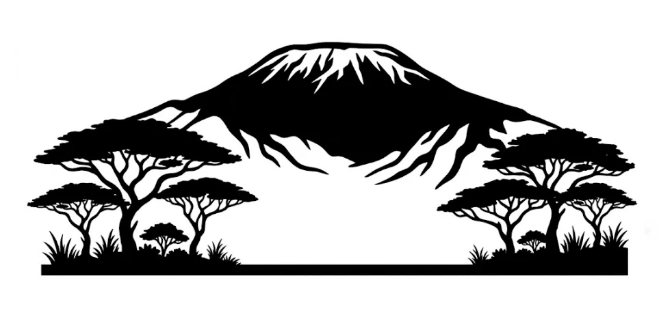 Tranh Treo Tường Núi Kilimanjaro Hùng Vĩ – Silhouette Thảo Nguyên Châu Phi | STL+SVG - Image 1