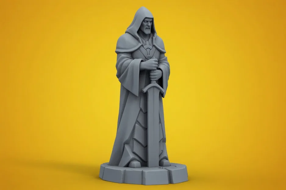 Tượng Pháp Sư Fantasy Cầm Kiếm – Wizard Figure Guardian Sculpture - Image 1
