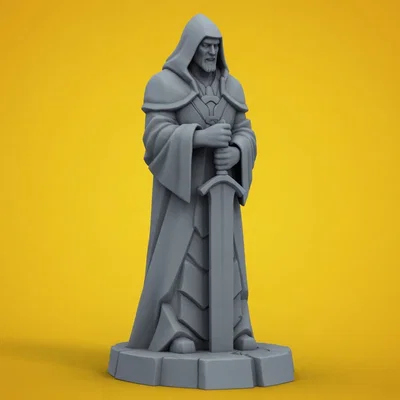 Tượng Pháp Sư Fantasy Cầm Kiếm – Wizard Figure Guardian Sculpture