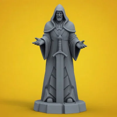 Tượng Pháp Sư Fantasy Cầm Kiếm (Wizard Statue Mage Sorcerer Decor)