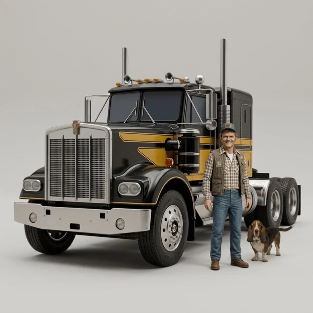 Mô hình 3D xe đầu kéo Kenworth W900A 1977 - Smokey & the Bandit - Image 1