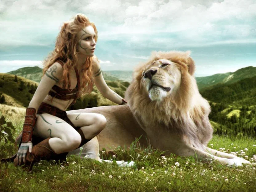 Mô hình 3D Girl and Lion: Tượng nghệ thuật cô gái và sư tử độc đáo - Image 1