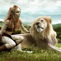 Mô hình 3D Girl and Lion: Tượng nghệ thuật cô gái và sư tử độc đáo - Thumbnail 1