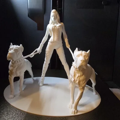 Mô hình 3D nhân vật nữ và hai chú chó (Hot with Dogs) độc đáo