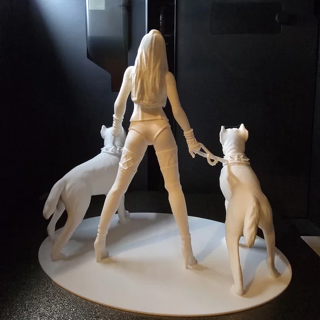 Mô hình 3D nhân vật nữ và hai chú chó (Hot with Dogs) độc đáo - Image 4