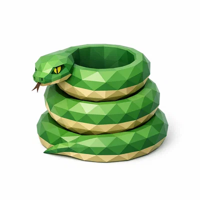 Chậu trồng cây hình rắn (Snake Pot) phong cách Lowpoly in 3D độc đáo