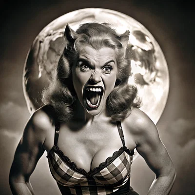 Mô hình 3D Werewolf Pinup Bust: Tượng bán thân cô nàng người sói cực chất