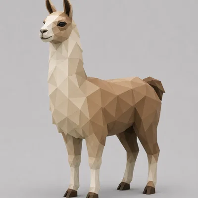 Mô hình Llama Low Poly in 3D trang trí bàn làm việc độc đáo