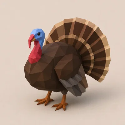 Mô hình gà tây Low Poly in 3D đẹp mắt và độc đáo