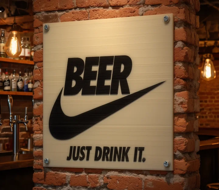 BEER – Just Drink It: Bảng treo tường in 3D kiểu parody - Image 1