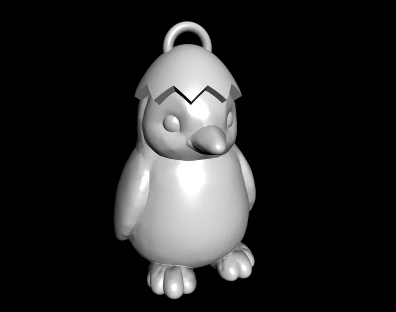 Mô hình chú chim cánh cụt đội vỏ trứng dễ thương in 3D - Image 1