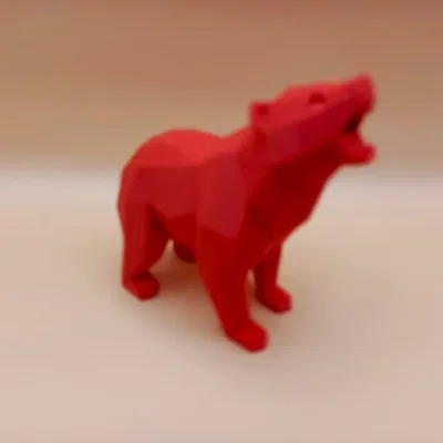 Tượng Gấu Gầm Low-Poly Hình Học (Geometric Roaring Bear Sculpture)