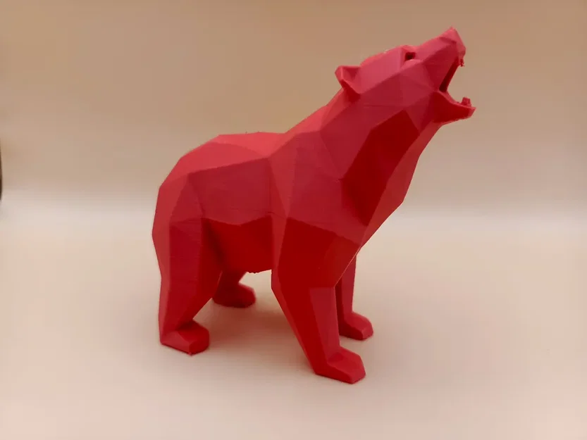 Tượng Gấu Gầm Low-Poly Hình Học (Geometric Roaring Bear Sculpture) - Image 3