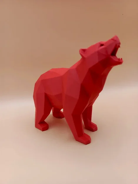 Tượng Gấu Gầm Low-Poly Hình Học (Geometric Roaring Bear Sculpture) - Image 4