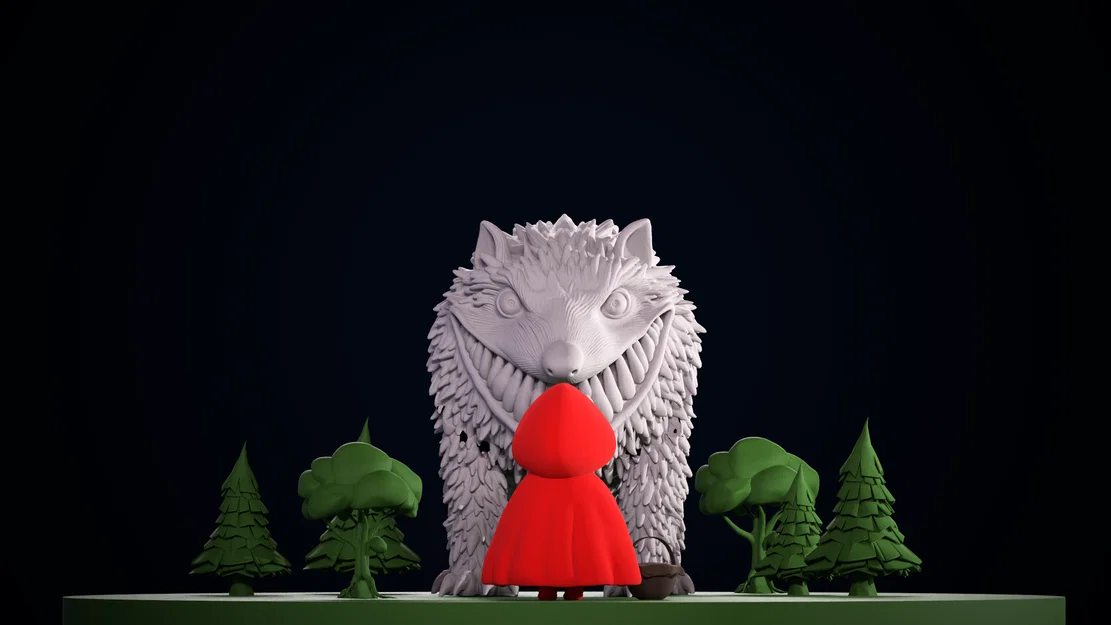 Mô hình Diorama Cô Bé Quàng Khăn Đỏ và Sói tinh xảo - Image 1