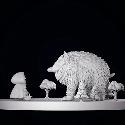 Mô hình Diorama Cô Bé Quàng Khăn Đỏ và Sói tinh xảo