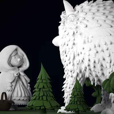 Mô hình Diorama Cô Bé Quàng Khăn Đỏ và Sói tinh xảo