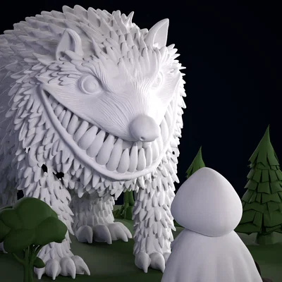 Mô hình Diorama Cô Bé Quàng Khăn Đỏ và Sói tinh xảo