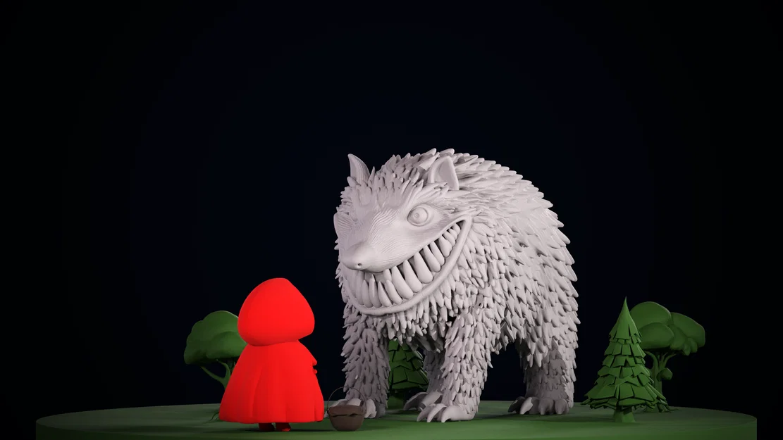 Mô hình Diorama Cô Bé Quàng Khăn Đỏ và Sói tinh xảo - Image 5