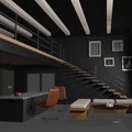 Interior designing – Phối cảnh nội thất industrial thông tầng với gác lửng - Thumbnail 1