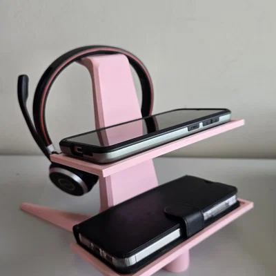 Giá treo headphone kèm chỗ để 2 smartphone