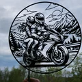 Tranh Treo Tường 2D Cặp Đôi Chạy Mô Tô – Couple Motorcycle Ride 2D Wall Art - Thumbnail 2