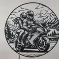 Tranh Treo Tường 2D Cặp Đôi Chạy Mô Tô – Couple Motorcycle Ride 2D Wall Art - Thumbnail 3