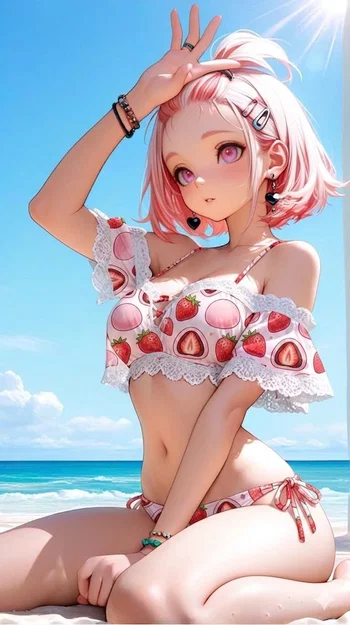 Mô hình Strawberry Sunlit Beach - Tượng nhân vật Anime xinh xắn - Image 1