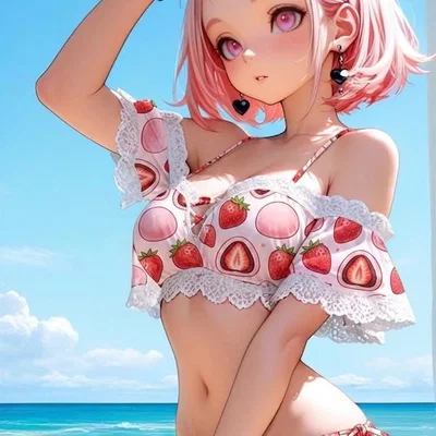 Mô hình Strawberry Sunlit Beach - Tượng nhân vật Anime xinh xắn