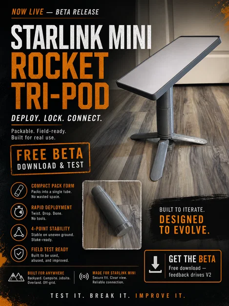 Starlink Mini Rocket Tri-Pod (Beta) – Chân đế gấp gọn triển khai nhanh - Image 1