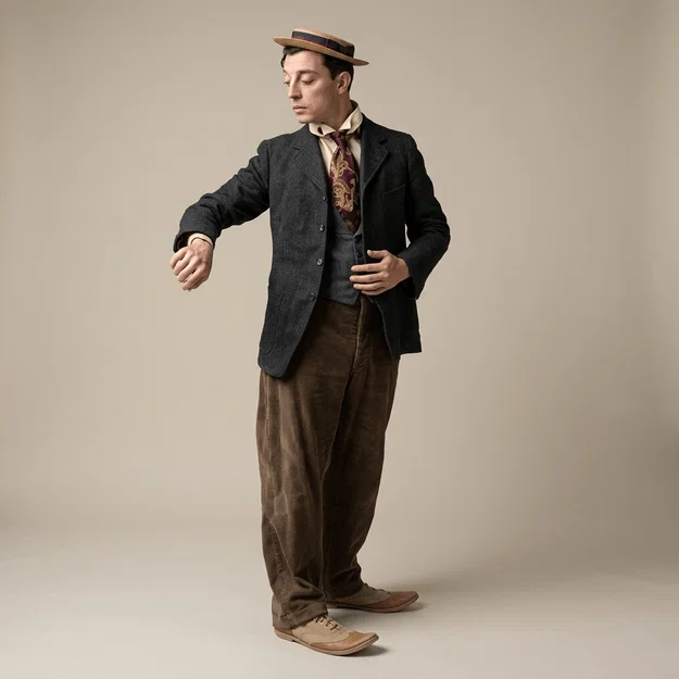 Mô hình 3D Buster Keaton Checking the Time – Tượng sưu tầm cổ điển - Image 1
