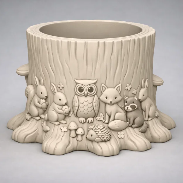 Chậu trồng cây hình gốc cây Woodland Stump in 3D độc đáo - Image 1