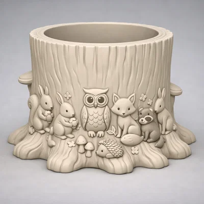 Chậu trồng cây hình gốc cây Woodland Stump in 3D độc đáo