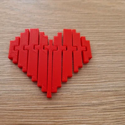 Trái tim Pixel linh hoạt (Pixelated flexi heart) in 3D độc đáo