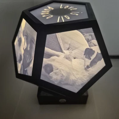 Đèn Lithophane ngũ giác xoay tự động