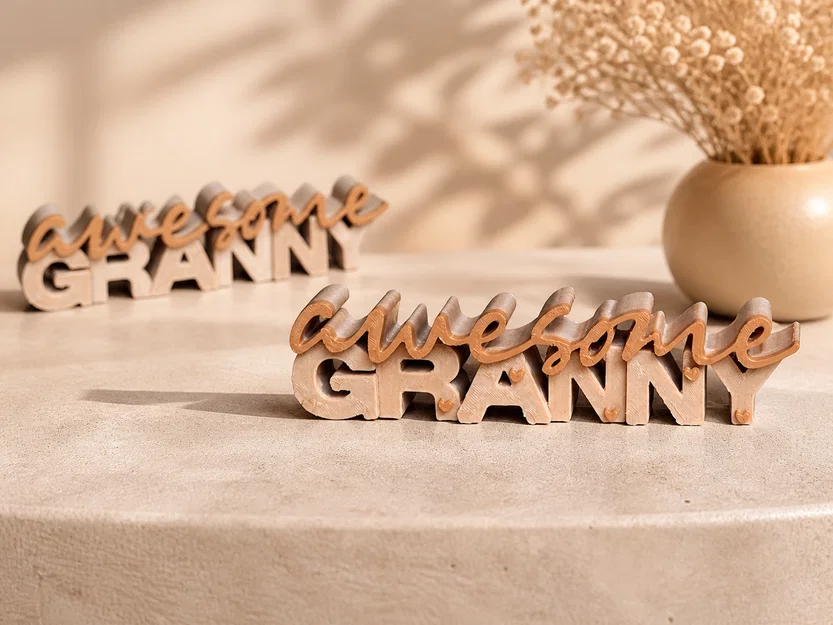 Bảng chữ 3D “Awesome Granny” – 4 phiên bản (có/không tim, chữ nhỏ/lớn) - Image 1