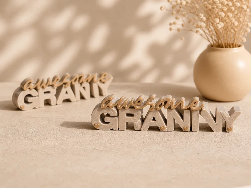 Bảng chữ 3D “Awesome Granny” – 4 phiên bản (có/không tim, chữ nhỏ/lớn) - Image 2