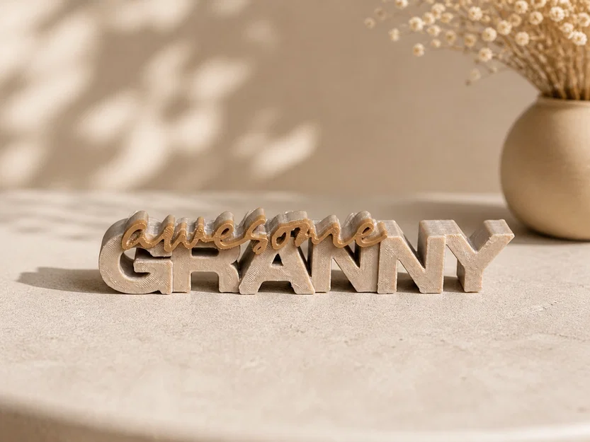 Bảng chữ 3D “Awesome Granny” – 4 phiên bản (có/không tim, chữ nhỏ/lớn) - Image 3