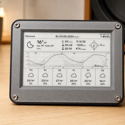 InkCast – Trạm thời tiết e‑ink ESP32‑S3 (vỏ in 3D + firmware open-source)