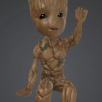 Mô hình 3D Groot Assis ngồi vẫy tay cực dễ thương