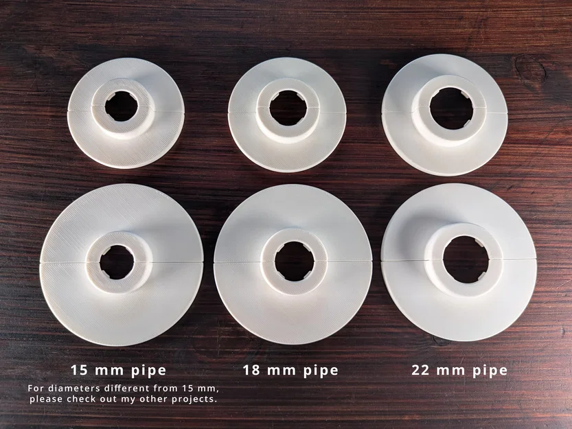Ốp che cổ ống 15mm (Pipe Collar Rosette / Escutcheon - Cover Ring tường/sàn) - Image 6