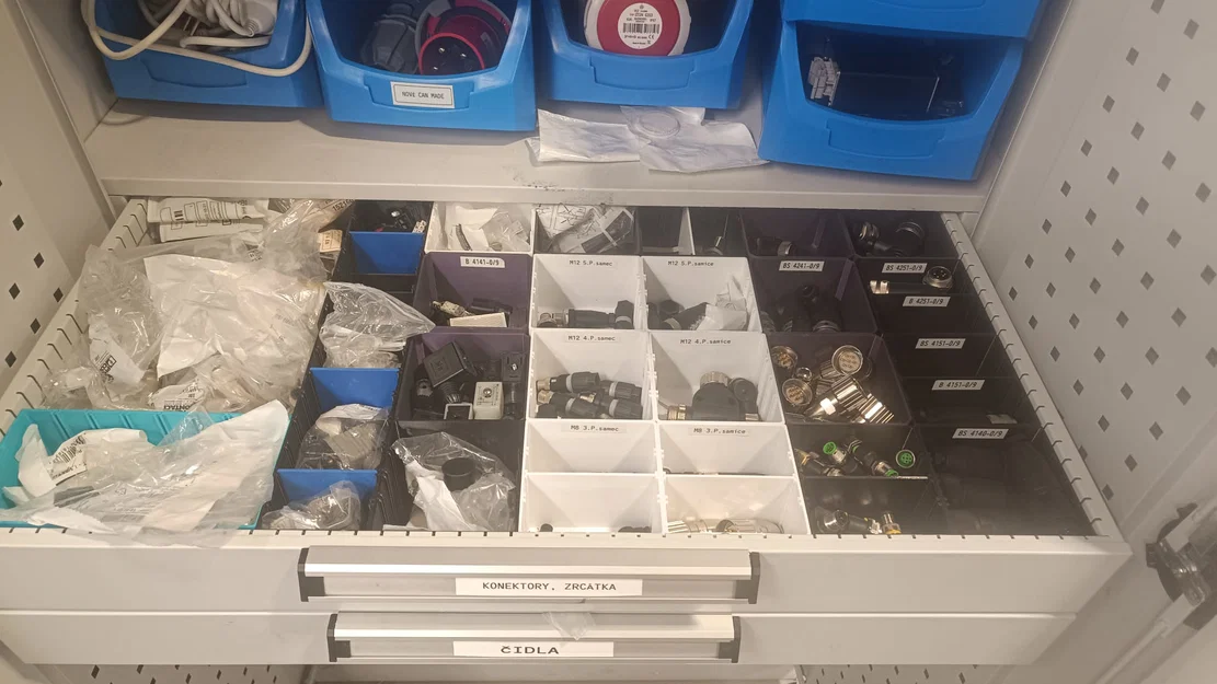 Hộp/khay chứa đồ cho ngăn kéo tủ thép xưởng (storage bins có vách ngăn) - Image 1