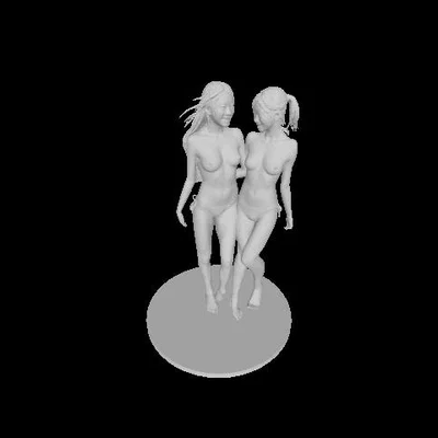 Mô hình 3D hai người phụ nữ nghệ thuật - Thiết kế từ AI