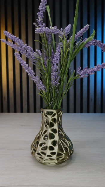 Bình hoa họa tiết Voronoi lattice trang trí nghệ thuật 3D - Image 1
