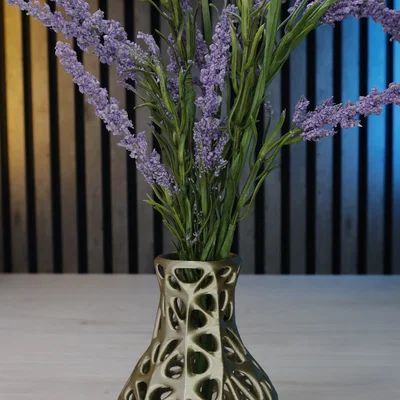 Bình hoa họa tiết Voronoi lattice trang trí nghệ thuật 3D