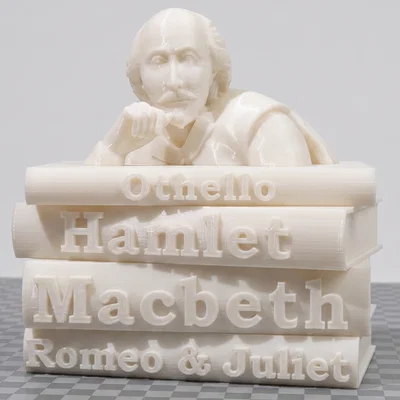 Mô hình tượng Shakespeare trên chồng sách 3D độc đáo