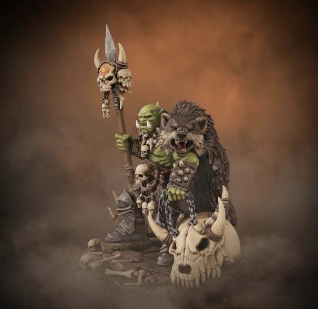 Bloodbound Realms – Orc – Beastmaster (Miniature STL Dark Fantasy In 3D) - Image 2