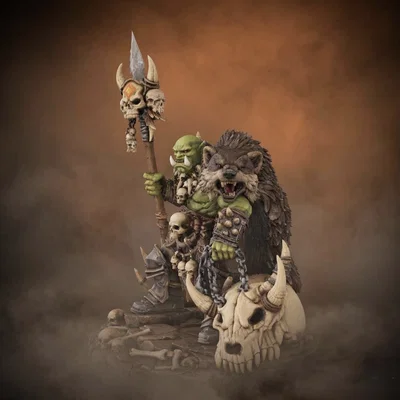 Bloodbound Realms – Orc – Beastmaster (Miniature STL Dark Fantasy In 3D)