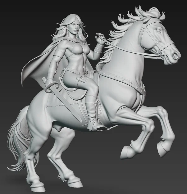 Mô hình Red Sonja cưỡi ngựa 3D tinh xảo cho máy in Resin - Image 2