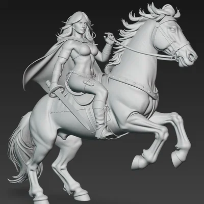 Mô hình Red Sonja cưỡi ngựa 3D tinh xảo cho máy in Resin